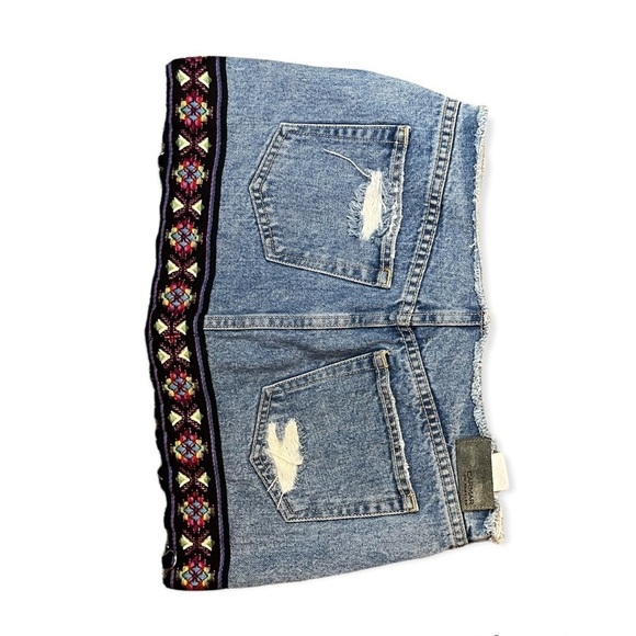 Carmar Womens Blue Boho Mini Cut Off Skirt 27 - Picture 6 of 6